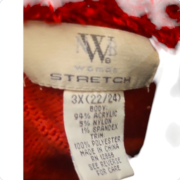 Red sweater with fuzzy neckline 3/4 sleeve 3x EUC - Picture 3 of 3